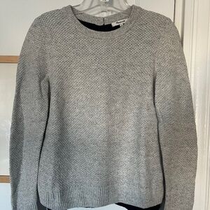 Madewell Women's Crewneck Knit Sweater - Gray / Navy Button - Size S
